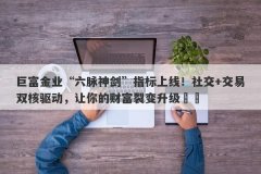 巨富金业“六脉神剑”指标上线！社交+交易双核驱动，让你的财富裂变升级​​