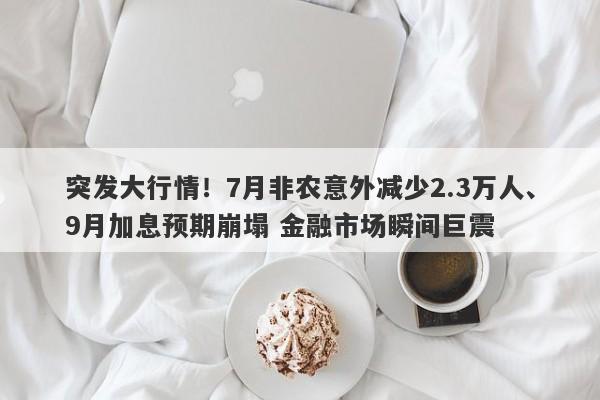 突发大行情！7月非农意外减少2.3万人、9月加息预期崩塌 金融市场瞬间巨震