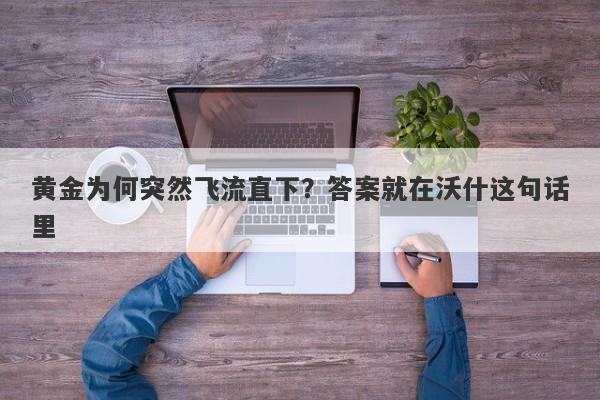 黄金为何突然飞流直下？答案就在沃什这句话里